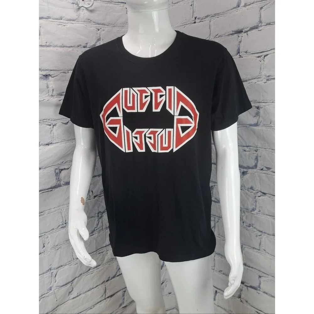 Gucci Men's Tshirt Tee Flipped Metal Logo Jersey Cotton Italy Size Large